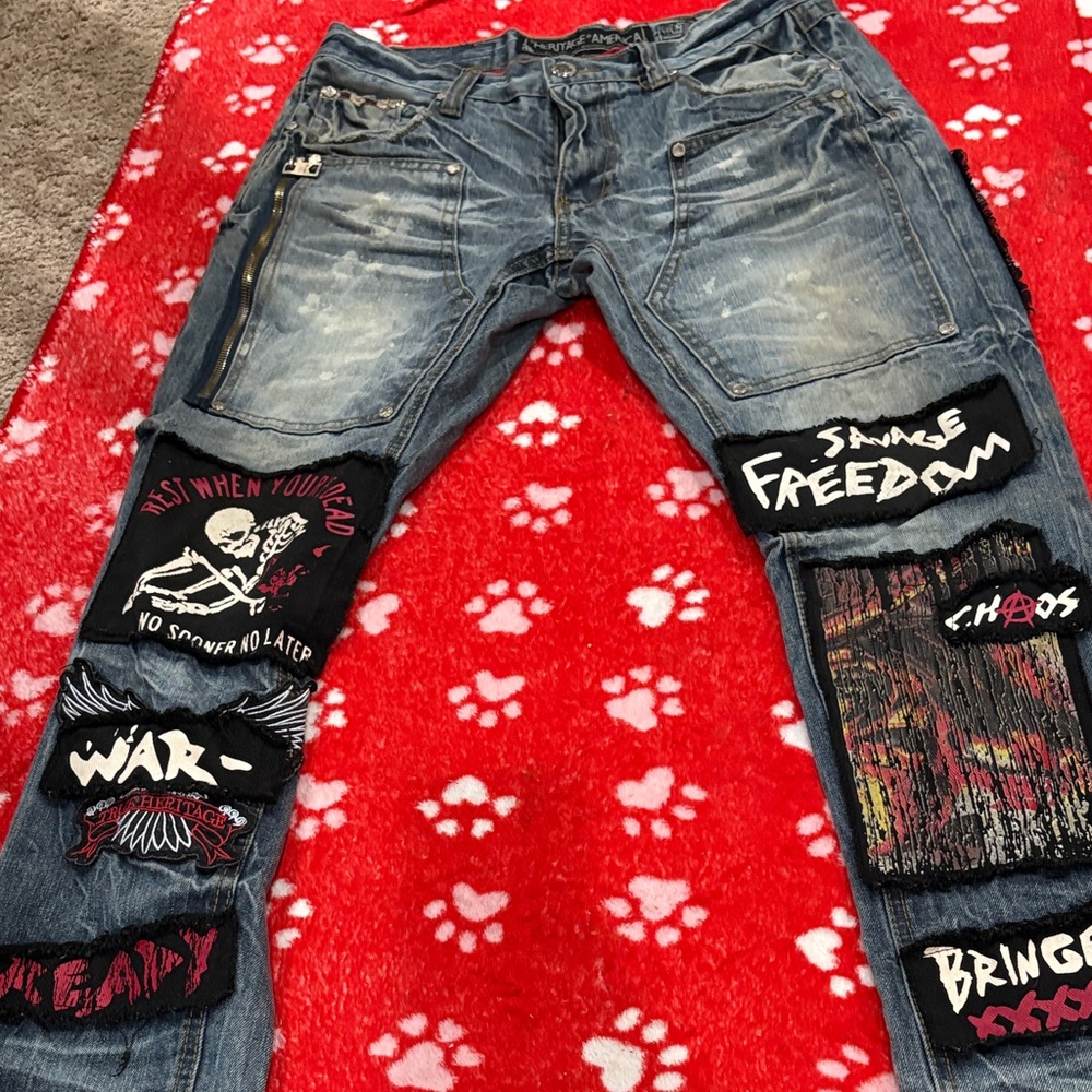 Edgy Patchwork Skinny Jeans for Men